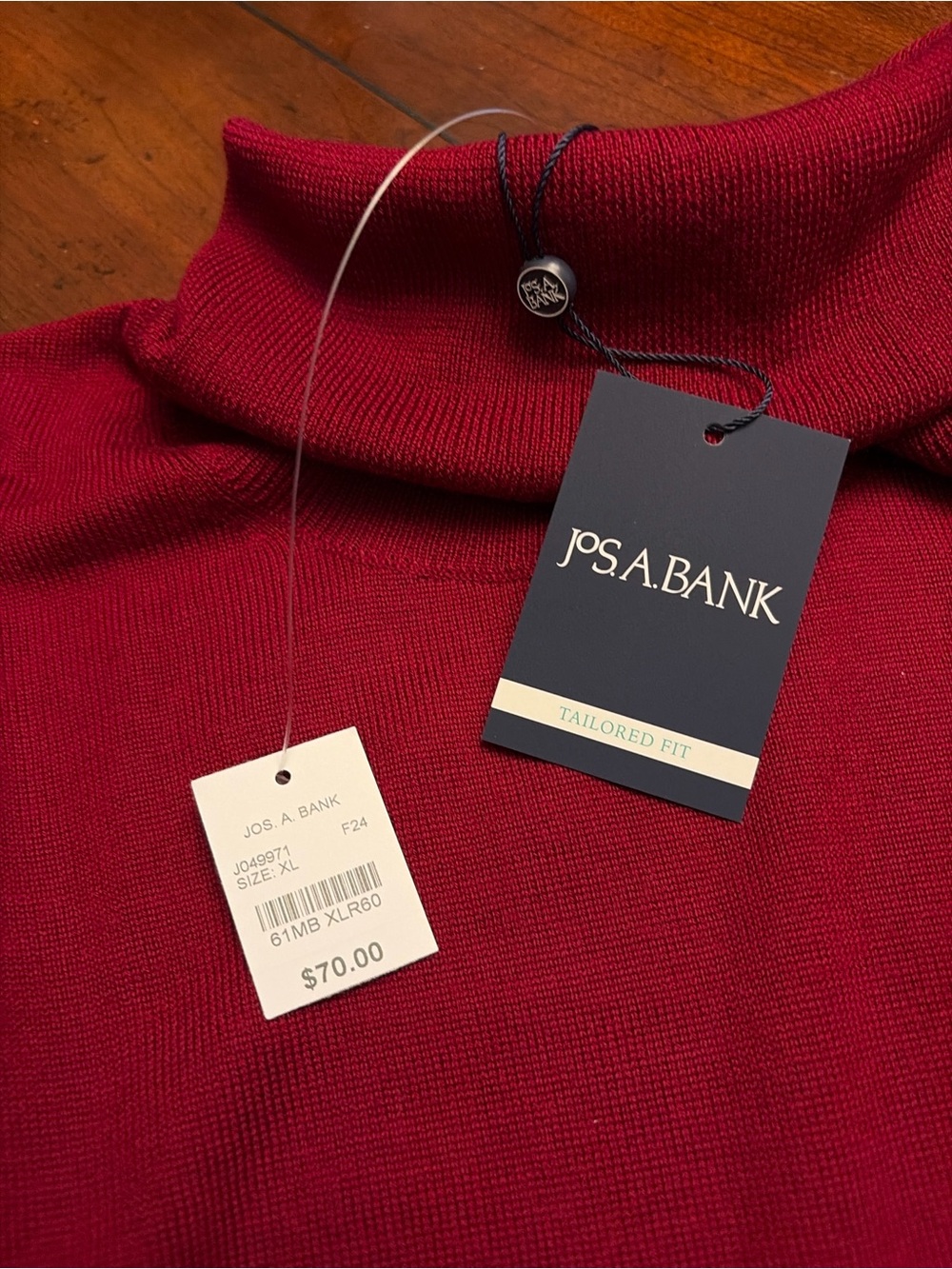 Jos. A. Bank Men's Tailored Fit Burgundy Turtleneck Sweater